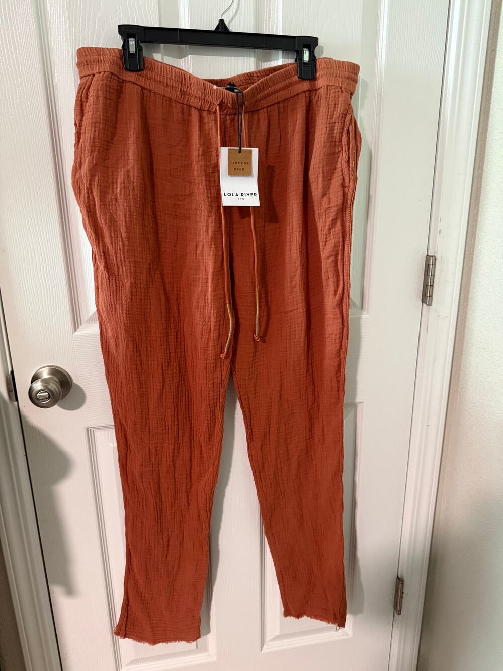 Lola River Orange/Rust Textured Cotton Gauze Pants Size XL